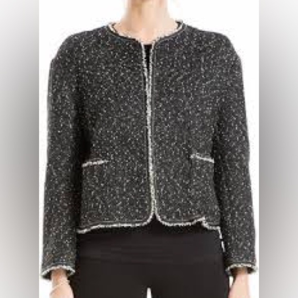 Max studio Classic Black Tweed Cropped Jacket - Women